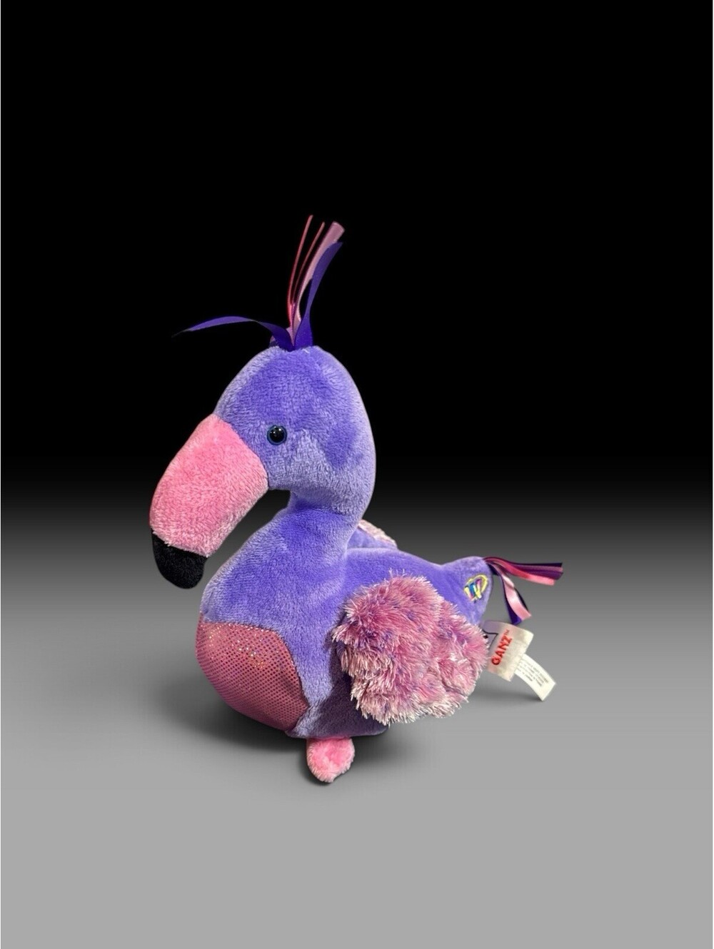 Ganz Webkinz 8" Pink & Purple Plumfadoodle Plushie Plush Stuffed Flamingo